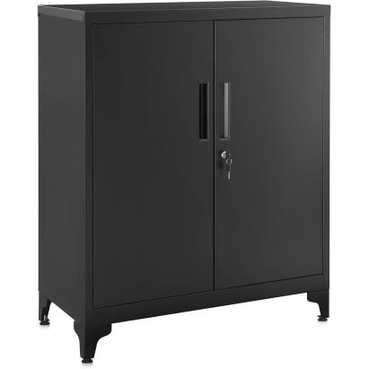 SONGMICS Dulap birou metalic cu 2 usi si sistem de inchidere, multifunctional cu rafturi reglabile, 40x80x90 cm, negru Household NewTrend