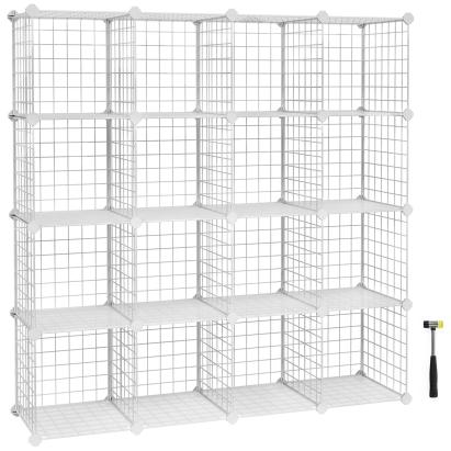 SONGMICS Organizator cu 16 cuburi modulare de depozitare, configurabil, metalic, 123x31x123cm, alb Household NewTrend