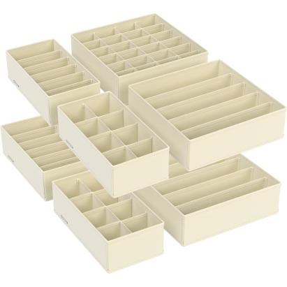 SONGMICS Organizator lenjerie set 8 cutii pliabile din material textil, pentru sertare si dulap, bej Household NewTrend