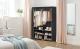 SONGMICS Dulap textil garderoba, 2 compartimente haine cu rafturi, cadru metalic, 127x45x176 cm, negru Household NewTrend