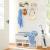 SONGMICS Cuier perete cu raft, 4 carlige duble metalice, MDF, 42x11x15 cm, alb Household NewTrend