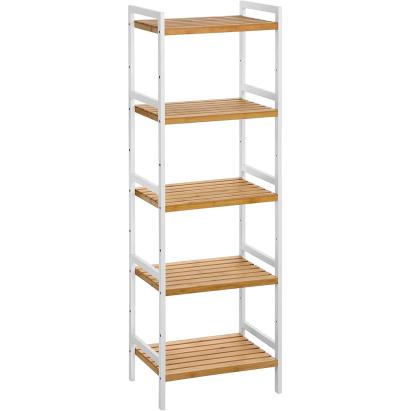 SONGMICS Etajera bambus 5 rafturi, pentru baie, bucatarie sau living, 45x32x142 cm, alb natur Household NewTrend