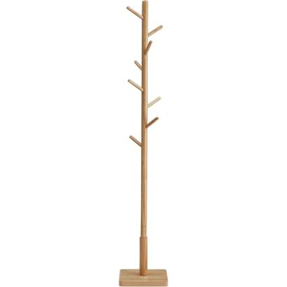 VASAGLE Cuier tip copac din lemn masiv, cu 8 carlige si baza patrata, 30x30x176 cm, bej natural Household NewTrend