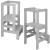 Turn de invatare inaltator multifunctional din lemn, platforma reglabila pe 3 inaltimi, 90x39x44 cm, gri Household NewTrend