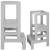 Turn de invatare inaltator multifunctional din lemn, platforma reglabila pe 3 inaltimi, 90x39x44 cm, gri Household NewTrend