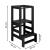 Turn de invatare inaltator multifunctional din lemn, platforma reglabila pe 3 inaltimi, 90x39x44 cm, negru Household NewTrend