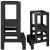 Turn de invatare inaltator multifunctional din lemn, platforma reglabila pe 3 inaltimi, 90x39x44 cm, negru Household NewTrend