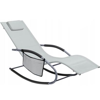 Leagan tip sezlong pentru gradina 148x63x87 cm, structura otel, textilen, design ergonomic, gri deschis Household NewTrend
