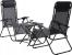 Set 2 sezlonguri pliabile 90x65x110 cm cu masuta 50x50x50 cm, textilene si cadru metalic, negru Household NewTrend