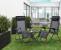 Set 2 sezlonguri pliabile 90x65x110 cm cu masuta 50x50x50 cm, textilene si cadru metalic, negru Household NewTrend