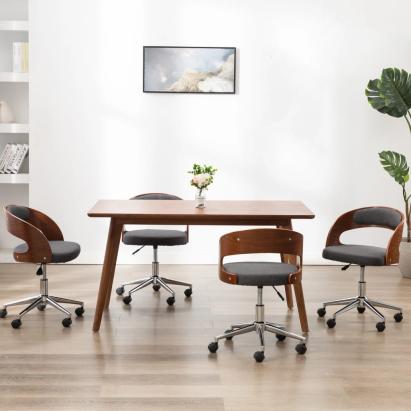 Scaune de bucătărie pivotante, 4 buc, gri, lemn curbat/textil GartenMobel Dekor
