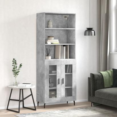 Dulap înalt, gri beton, 69,5x34x180, lemn compozit GartenMobel Dekor