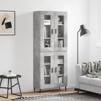 Dulap înalt, gri beton, 69,5x34x180, lemn compozit GartenMobel Dekor