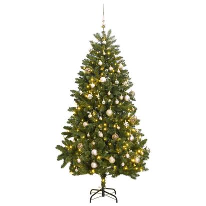 Brad Crăciun artificial articulat cu 300 LED-uri/globuri 270 cm GartenMobel Dekor