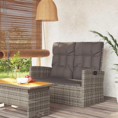 Bancă rabatabilă de grădină cu perne, gri, 118 cm, poliratan GartenMobel Dekor