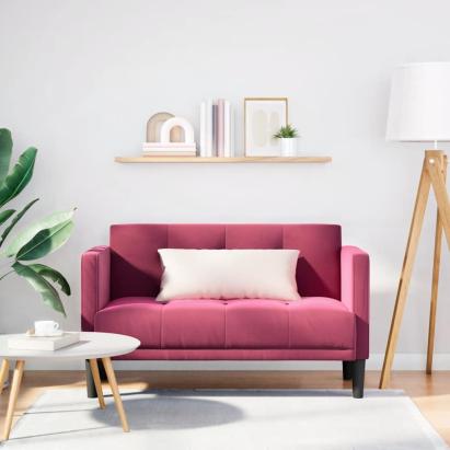 Canapea loveseat, vin roșu, 111 cm, catifea GartenMobel Dekor