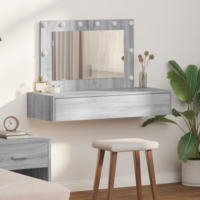 Masă de Machiaj cu sertar Gri 100 x 40 x 70 cm Lemn compozit GartenMobel Dekor
