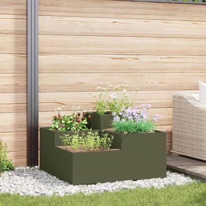 Vază pentru Grădină Olivengrønn 100 x 100 x 48 cm Oțel GartenMobel Dekor