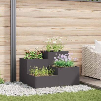 Vază pentru Grădină Negru 100 x 100 x 60 cm Oțel GartenMobel Dekor