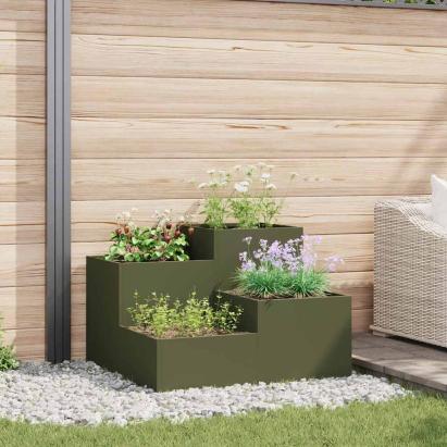 Vază pentru Grădină Olivengrønn 100 x 100 x 60 cm Oțel GartenMobel Dekor