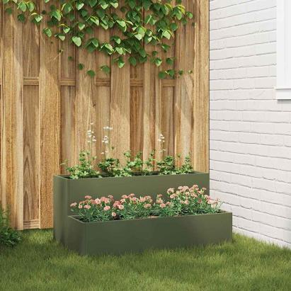 Vază pentru Grădină Olivengrønn 100 x 60 x 45 cm Oțel GartenMobel Dekor