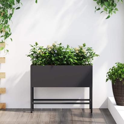 Ghiveci ridicat pentru grădină Negru 60 x 26 x 45 cm Oțel GartenMobel Dekor