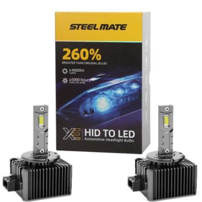 Set de 2 Becuri Faruri Conversie Hid-Led, Steelmate LED D1S Led, Plug & Play, 6000k, Miez Cupru, Radiator Aluminiu Silentios, Calitate Premium CarStore Technology