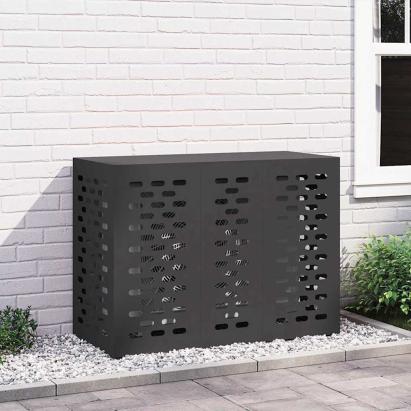 Husă pentru aer condiționat Negru 110 x 50 x 80 cm Oțel GartenMobel Dekor