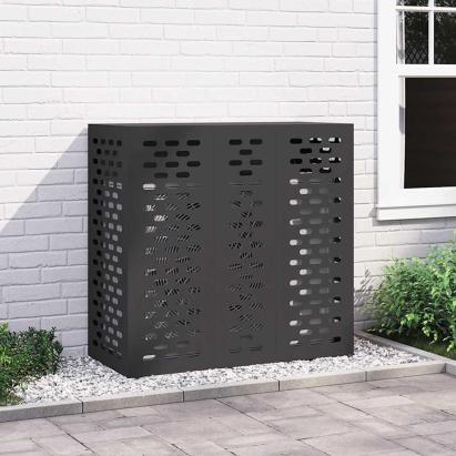 Husă pentru aer condiționat Negru 110 x 50 x 105 cm Oțel GartenMobel Dekor