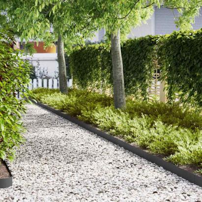 Borduri pentru gazon 20 pcs Negru 100 x 0.5 x 15 cm Oțel GartenMobel Dekor