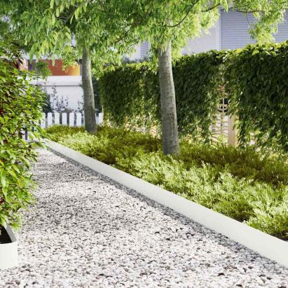 Borduri pentru gazon 30 pcs Alb 100 x 0.5 x 20 cm Oțel GartenMobel Dekor