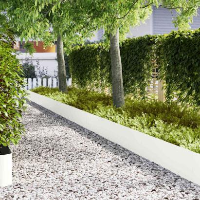 Borduri pentru gazon 20 pcs Alb 100 x 0.5 x 30 cm Oțel GartenMobel Dekor