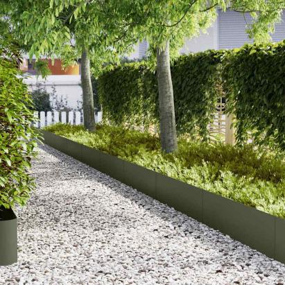 Borduri pentru gazon 10 pcs Olivengrønn 100 x 0.5 x 30 cm Oțel GartenMobel Dekor
