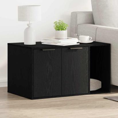 Litiera pentru pisici, împrejmuire, stejar negru, 80x50x45 cm, lemn stratificat GartenMobel Dekor