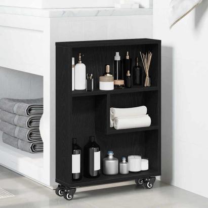 Troler Îngust Stejar negru 48 x 13 x 68 cm Lemn compozit GartenMobel Dekor