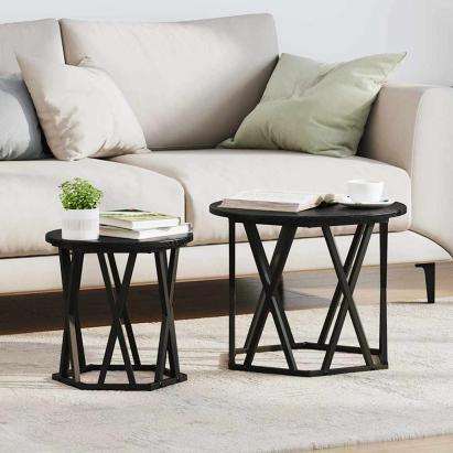 Masă laterală 2 pcs Stejar negru 50 x 50 x 40 cm GartenMobel Dekor