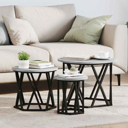 Masă laterală nesting 3 pcs sonoma gri 53 x 53 x 40 cm GartenMobel Dekor