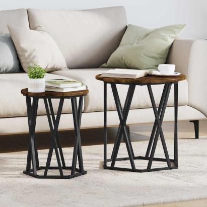 Masă de cafea 2 pcs Stejar afumat 50 x 50 x 50 cm GartenMobel Dekor