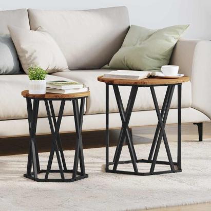 Masă de cafea 2 pcs Lemn vechi 50 x 50 x 50 cm GartenMobel Dekor