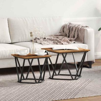 Set măsuțe laterale 2 pcs Lemn recuperat 50 x 50 x 40 cm GartenMobel Dekor