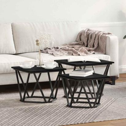 Masă de cafea 3 pcs Stejar negru 50 x 50 x 40 cm GartenMobel Dekor