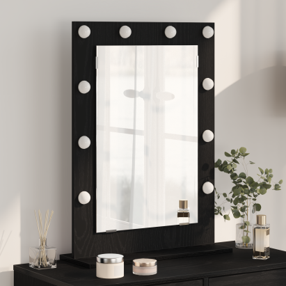 Oglindă de toaletă cu oglindă Stejar Negru 70 x 50 x 18 cm GartenMobel Dekor