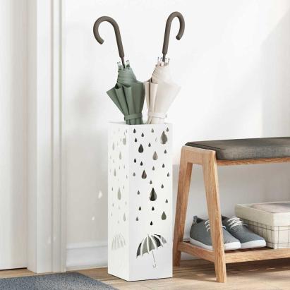 Suport pentru umbrele Alb 15.5 x 15.5 x 49 cm Oțel GartenMobel Dekor