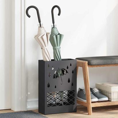 Suport pentru umbrele cu depozitare Negru 28 x 12 x 41 cm Oțel GartenMobel Dekor
