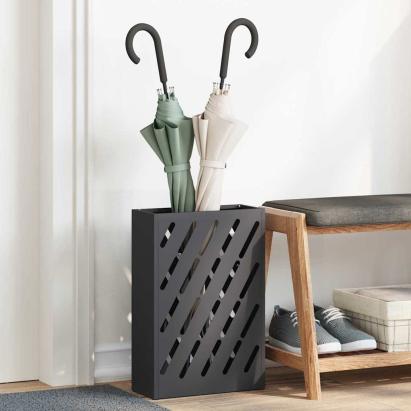 Suport pentru umbrele cu depozitare Negru 28 x 12 x 41 cm Metal GartenMobel Dekor