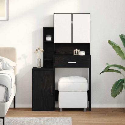Măsuță de toaletă Stejar negru 80 x 35 x 132 cm Lemn compozit GartenMobel Dekor