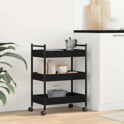 Troler de Bucătărie Stejar negru 50 x 30 x 70 cm Lemn compozit GartenMobel Dekor