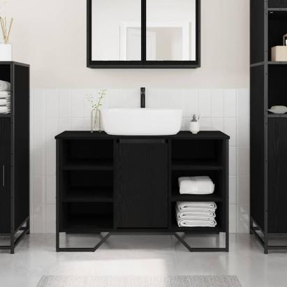 Dulap pentru Chiuvetă cu ușă Stejar Negru 91 x 35 x 60 cm GartenMobel Dekor