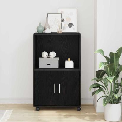 Cabinet cu roți Stejar Negru 55 x 40 x 91 cm Lemn compozit GartenMobel Dekor