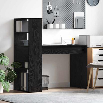 Birou cu raft Stejar negru 113 x 54 x 120 cm Lemn compozit GartenMobel Dekor